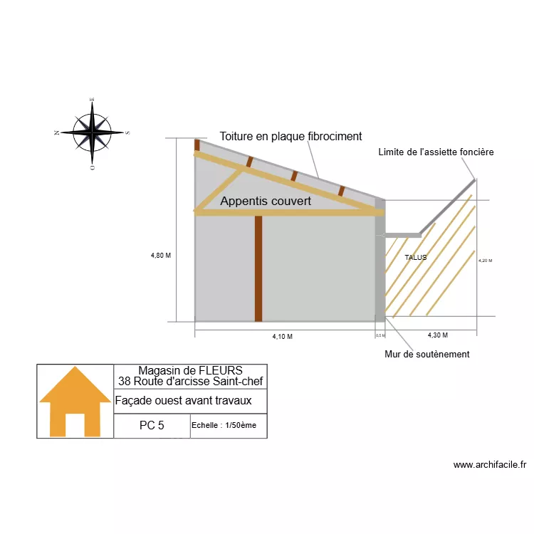 PC 5 Plan Façade ouest Avant travaux. Plan de 0 pièce et 0 m2 PC 5 Plan Façade ouest Avant travaux. Plan de 0 pièce et 0 m2