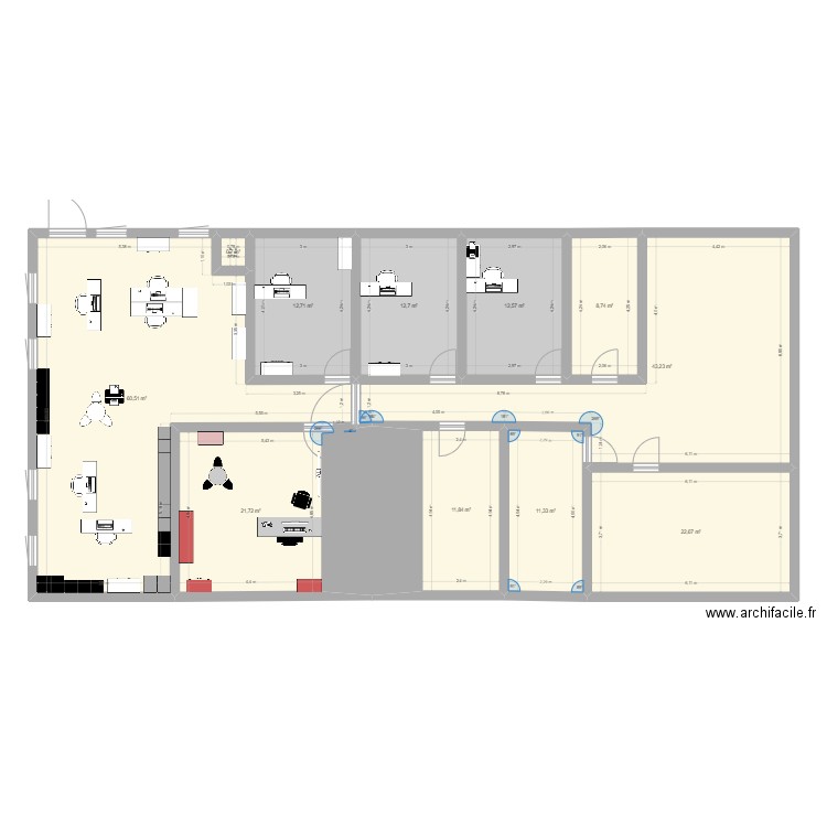 Plan Bureau bruz. Plan de 11 pièces et 219 m2