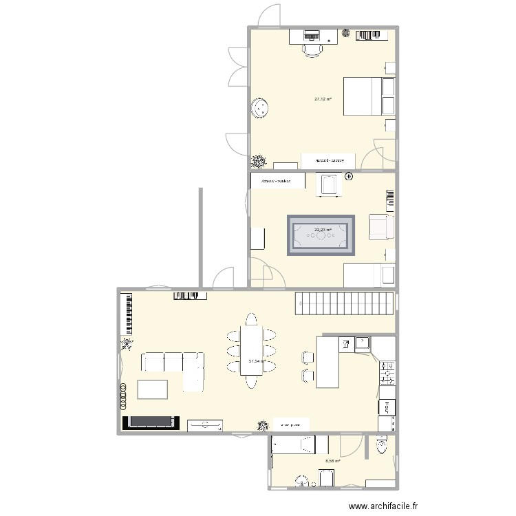 Moulin meublé 2. Plan de 4 pièces et 109 m2