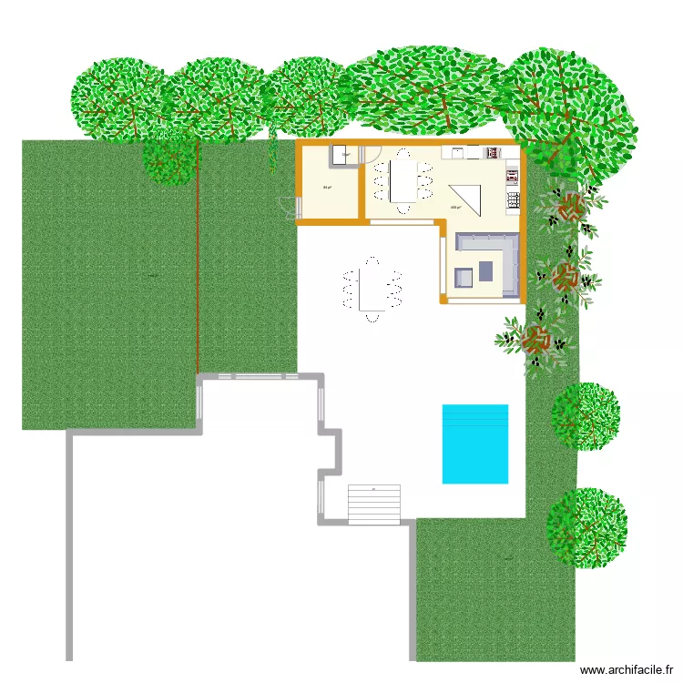 Ext&eacute;rieur_Pool_House_Long. Plan de 