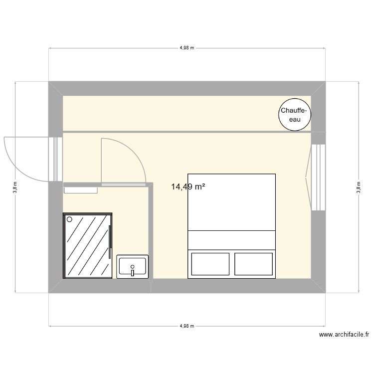 albi Nouvelle chambre. Plan de 1 pièce et 14 m2
