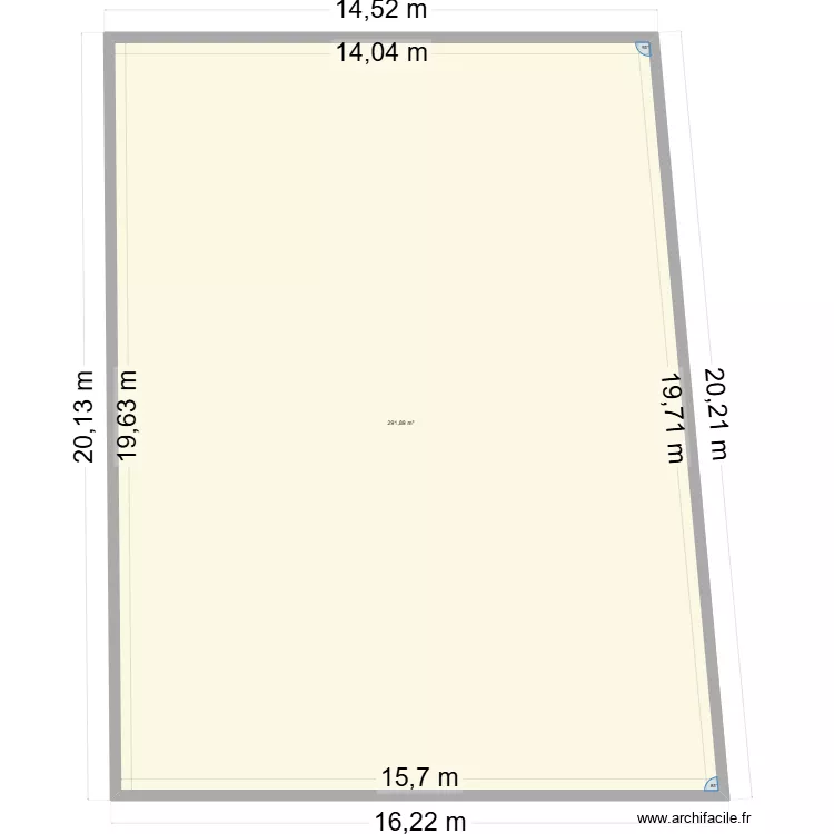 facade magasin. Plan de 1  et 292 m²