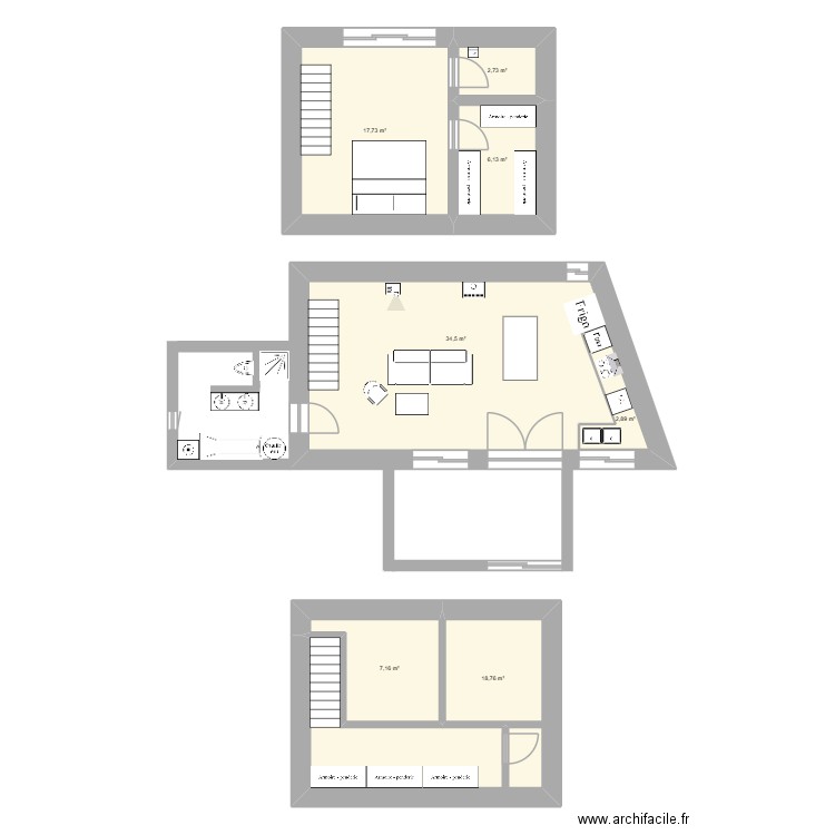 maison. Plan de 7 pièces et 93 m2