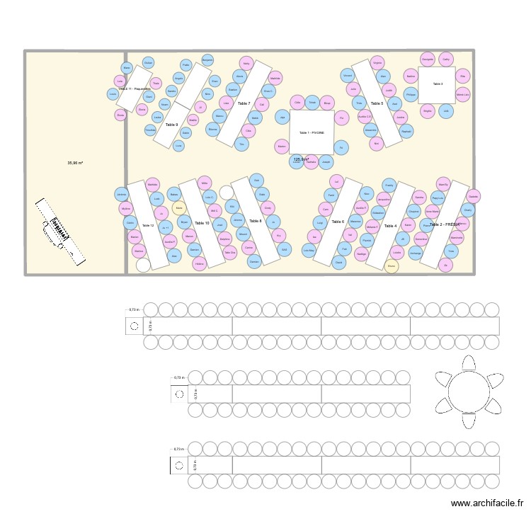 Plan de table. Plan de 0 pièce et 0 m2