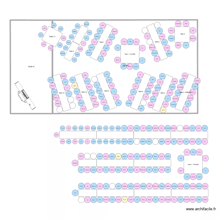 Plan de table. Plan de 2 et 162 m² Plan de table. Plan de 2 et 162 m²