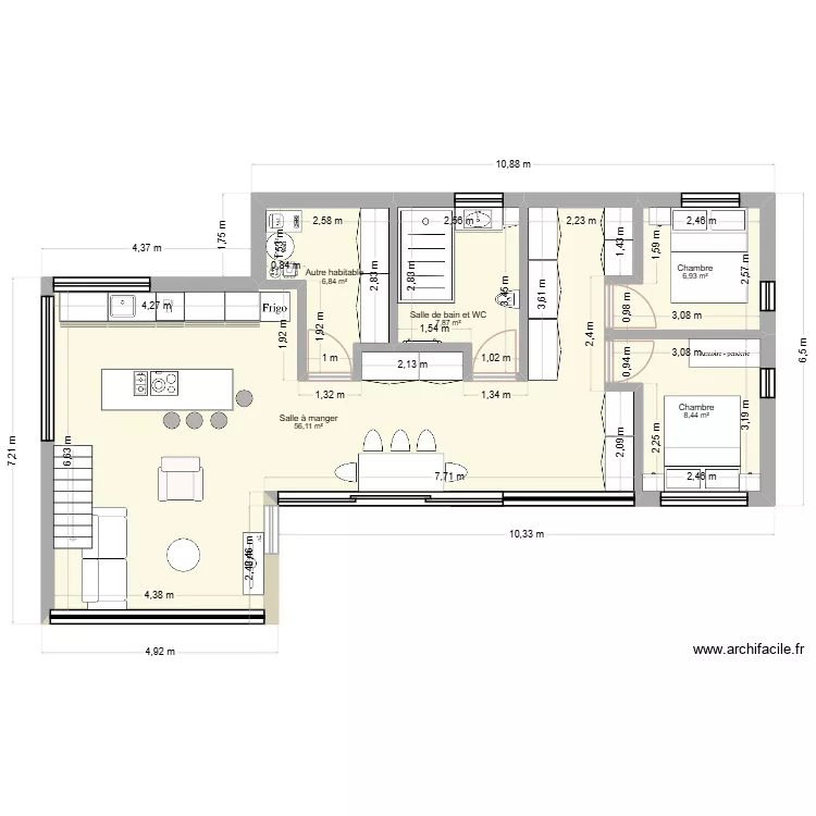 habitat leger v2. Plan de 5  et 86 m²