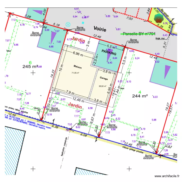 Terrain Lot n&deg;5 -  Lotissement \" Le Maro \". Plan de 2  et 98 m²