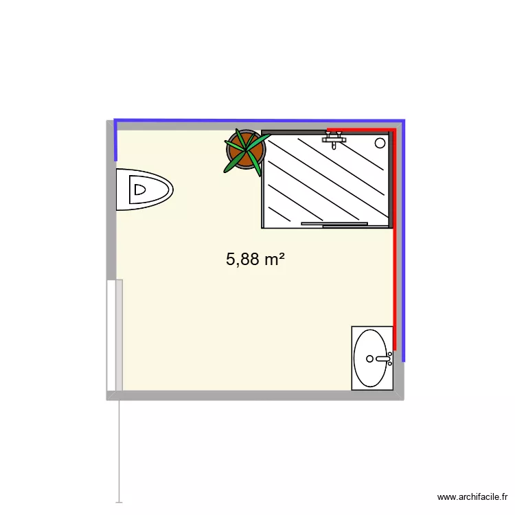 LE PLAN  3. Plan de 1 pièce et 6 m²