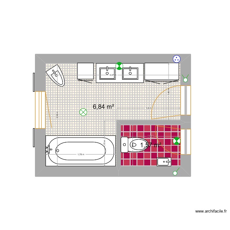 salle de bain WC. Plan de 0 pièce et 0 m2