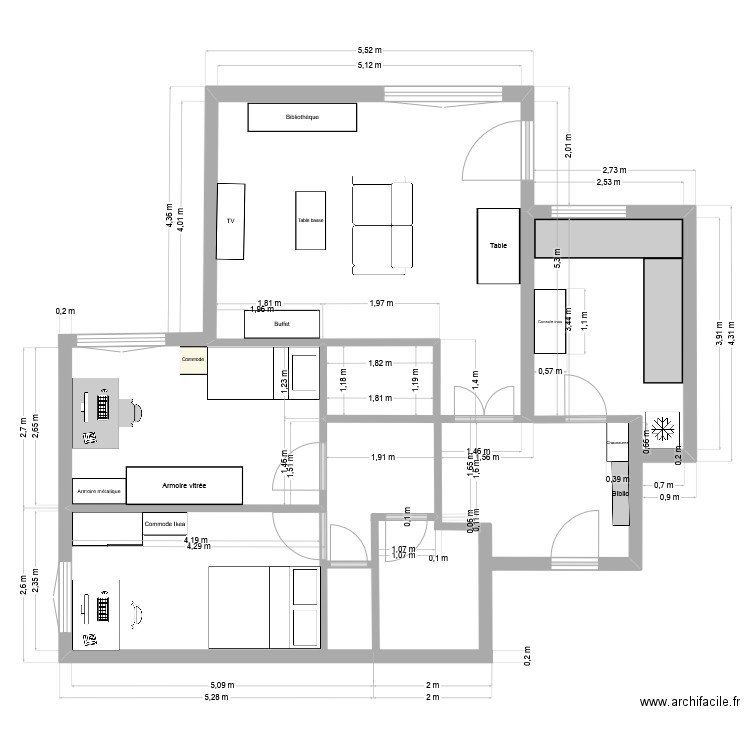 Square du Village. Plan de 1 pièce et 2 m2
