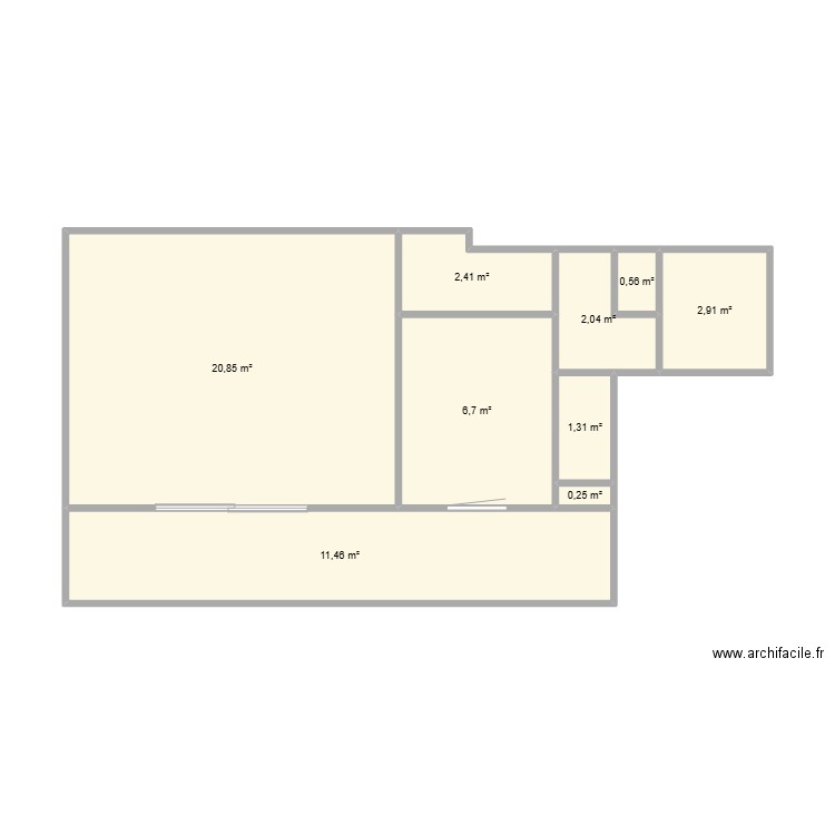 Appartement - Beauregard - avant travaux. Plan de 9 pièces et 48 m2