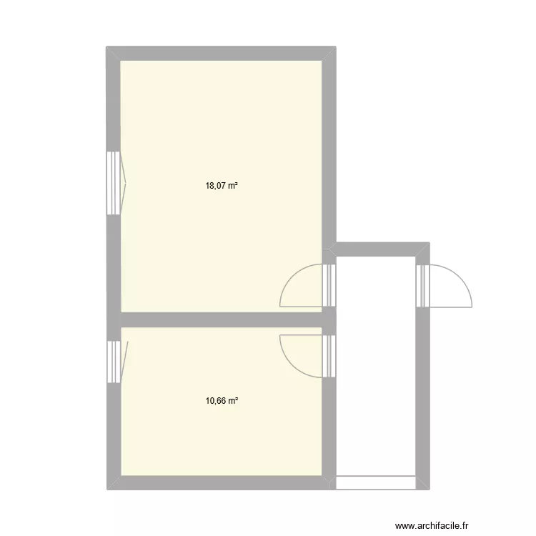 looze. Plan de 2 Pièces et 29 m²