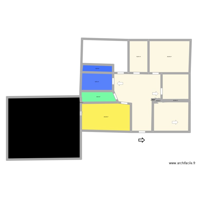 F5P. Plan de 13 pièces et 163 m2