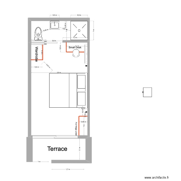 EDEN ANNEX. Plan de 1 pièce et 17 m2