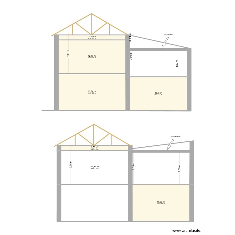 plan existant maudet pasquiet. Plan de 7 pièces et 64 m2
