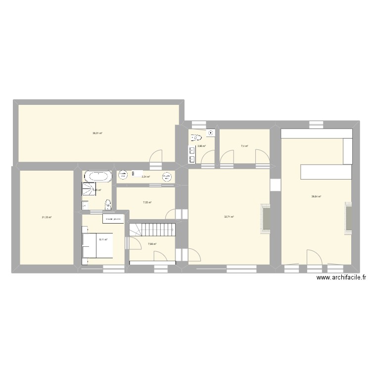 la celle. Plan de 11 pièces et 176 m2