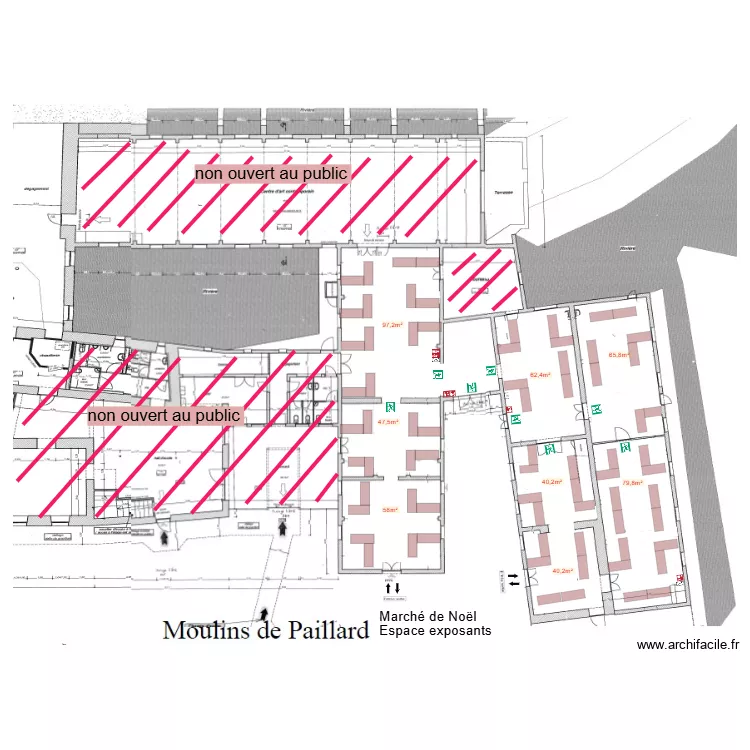 moulin de paillard plan interieur espace exposants. Plan de 