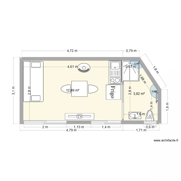plan interieur abri de jardin 2. Plan de 2  et 17 m²