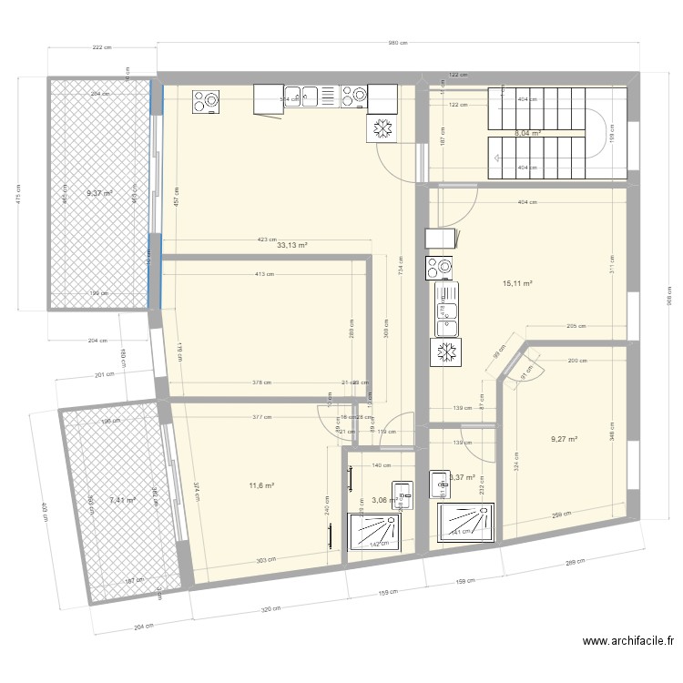 77 maison . Plan de 9 pièces et 100 m2