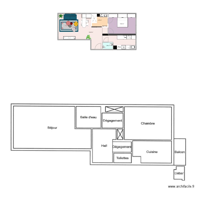 Laurent. Plan de 4 pièces et 72 m2