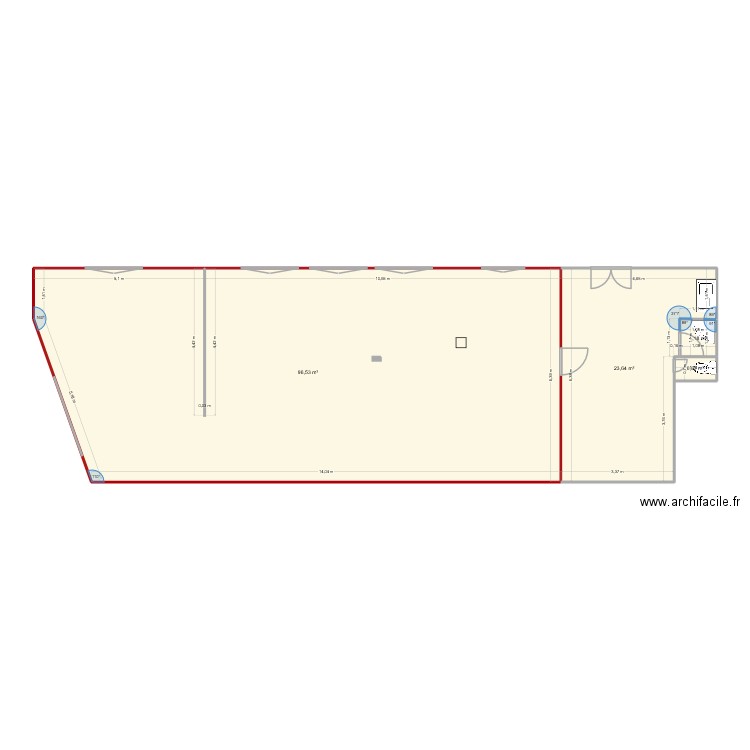 local brut. Plan de 4 pièces et 122 m2