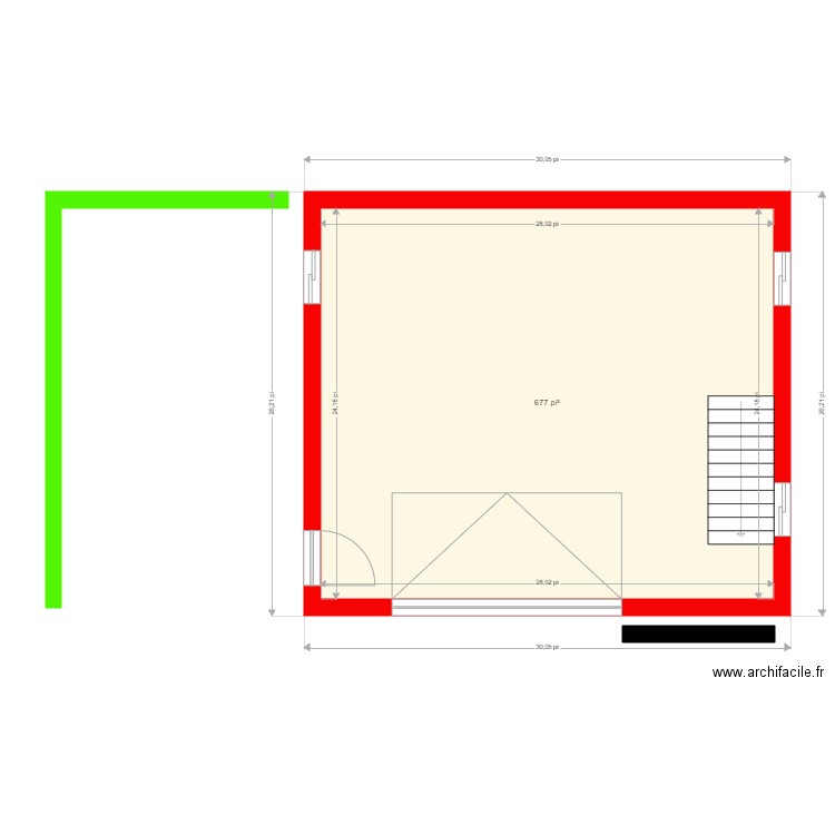 garage. Plan de 1 pièce et 63 m2