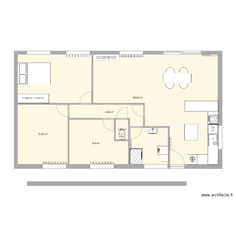 maitpn. Plan de 5 pièces et 86 m2