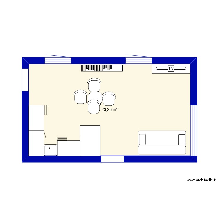 libourne. Plan de 1 pièce et 23 m2