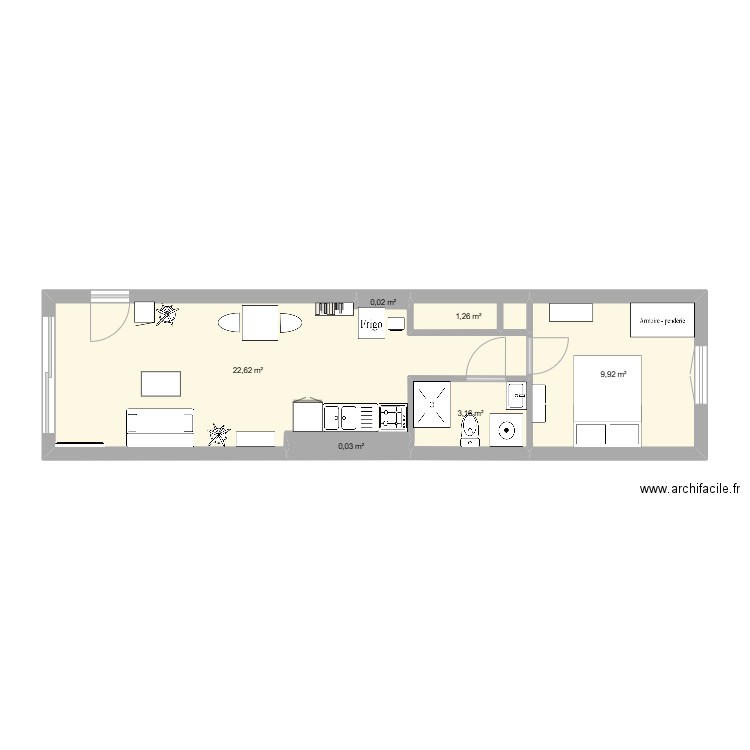 Appart Dijon. Plan de 6 pièces et 37 m2