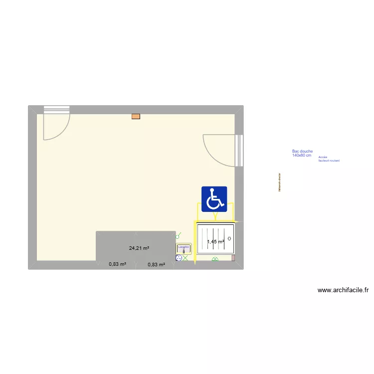 chambre Eliane 10. Plan de 4  et 27 m²