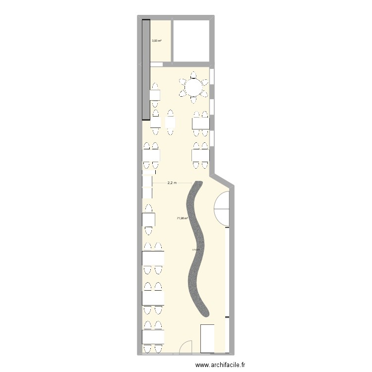 Relais de la poste. Plan de 2 pièces et 76 m2