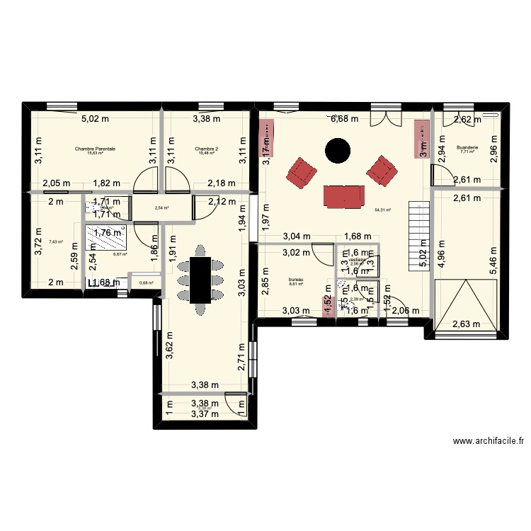 mon rêve 3. Plan de 14 pièces et 148 m2