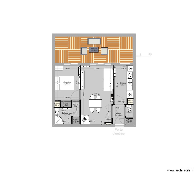 Appart Evry. Plan de 13 pièces et 63 m2