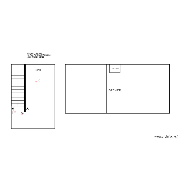 CAVE GRENIER. Plan de 4 pièces et 61 m2