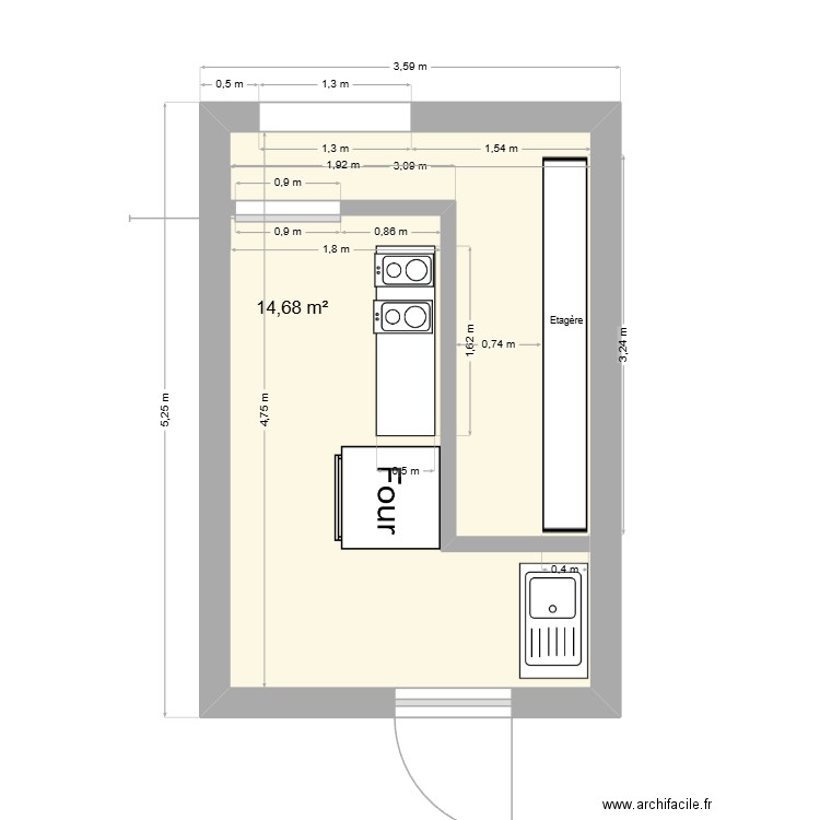 Atelier Charlier Mons avec CF 081125. Plan de 1 pièce et 15 m2