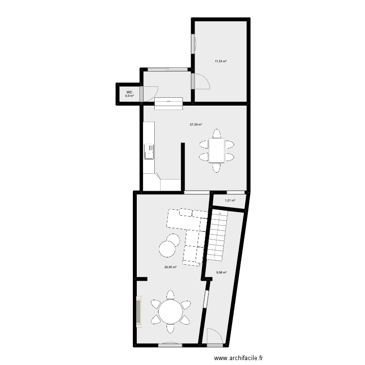 ch braine rez bis. Plan de 6 pièces et 78 m2