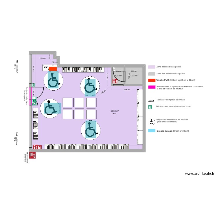 LES PÉPITES APRES TRAVAUX ESPACES USAGE ET MANOEUVRE DE ROTATION. Plan de 3 pièces et 53 m2