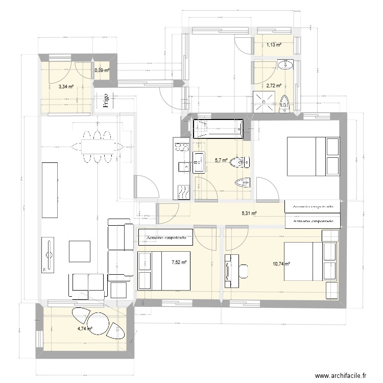 Croquis Fuengirola 4. Plan de 9 pièces et 42 m2
