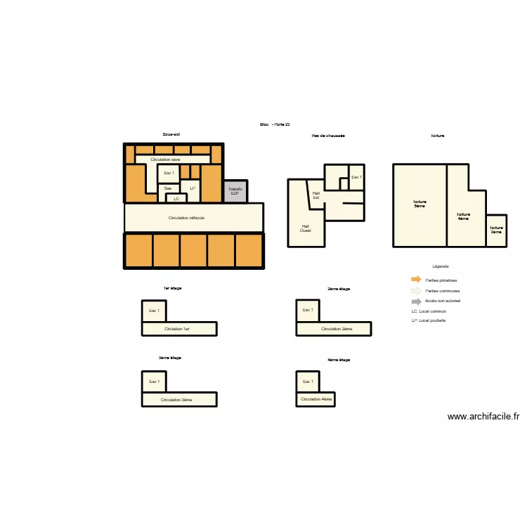 Plan arc en ciel 23. Plan de 37  et 74 m²