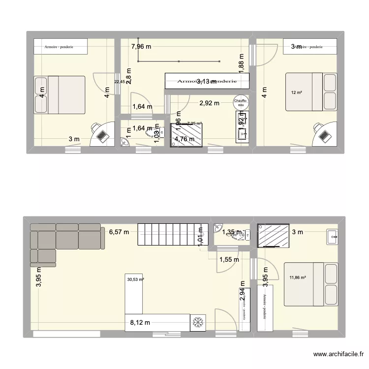 PLAN 1 MAISON VIEUX CHEMIN DES CHENES. Plan de 6 Pièces et 85 m²