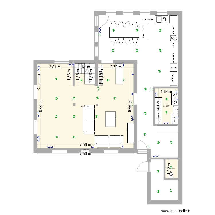 RDC MAISON JEANNE D'ARC. Plan de 4 pièces et 56 m2