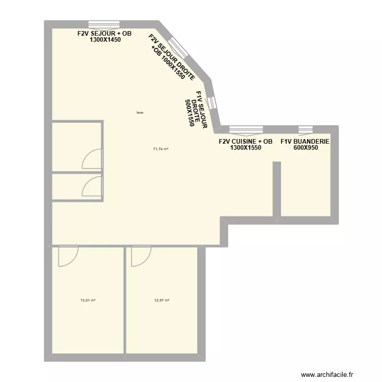 M.CLAVEL. Plan de 3  et 98 m²