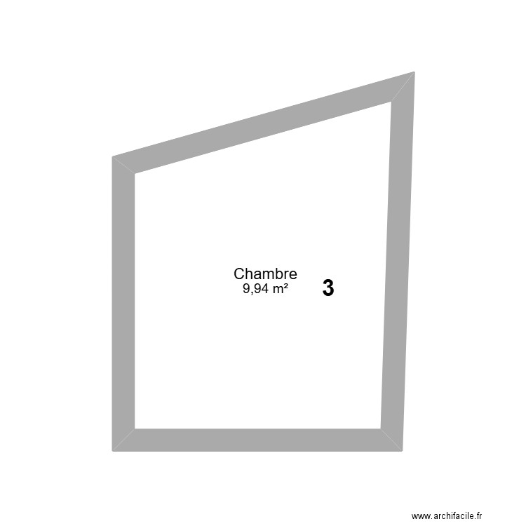 CHAMBRE 3. Plan de 1 pièce et 10 m2