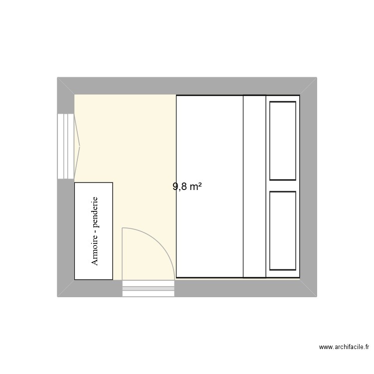 Chambre Clement. Plan de 1 pièce et 10 m2
