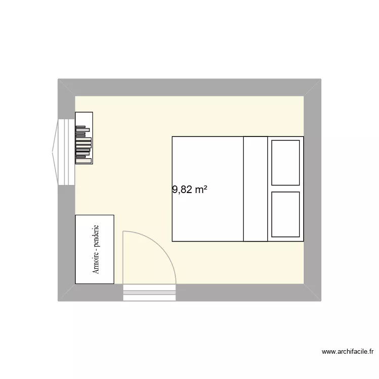 Chambre Clement. Plan de 1  et 10 m²
