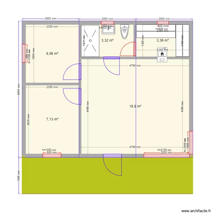 45 888 сауна. Plan de 