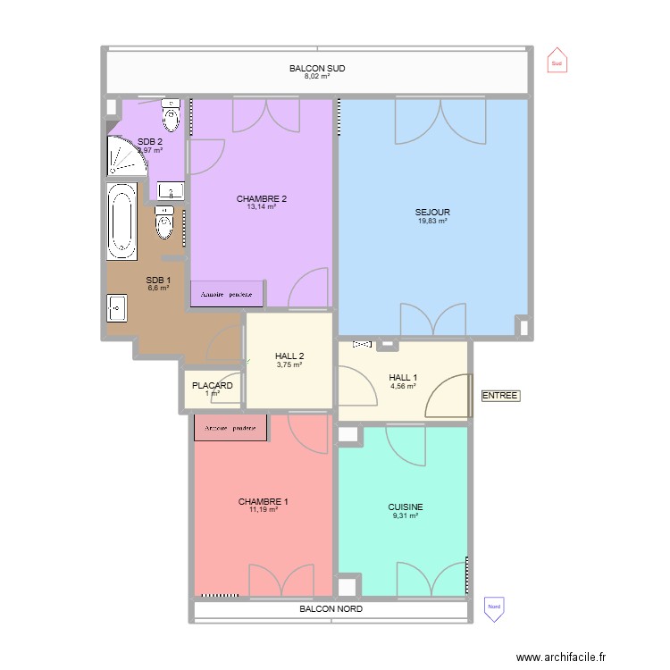 Amirauté Appartement (Et1 - 73m²). Plan de 16 pièces et 83 m2