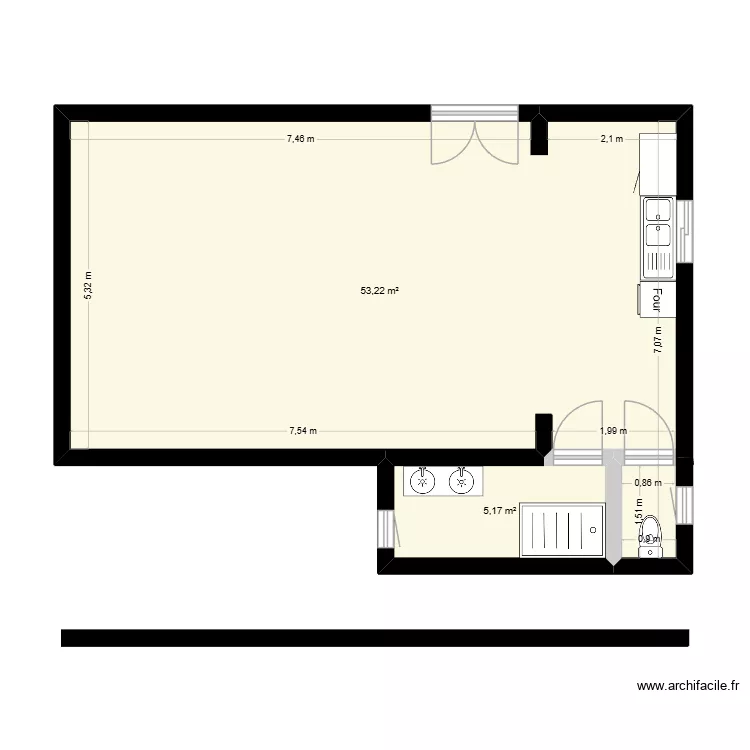 saint genis. Plan de 2  et 58 m²