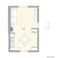 salon/cuisine sans ouverture cuisine