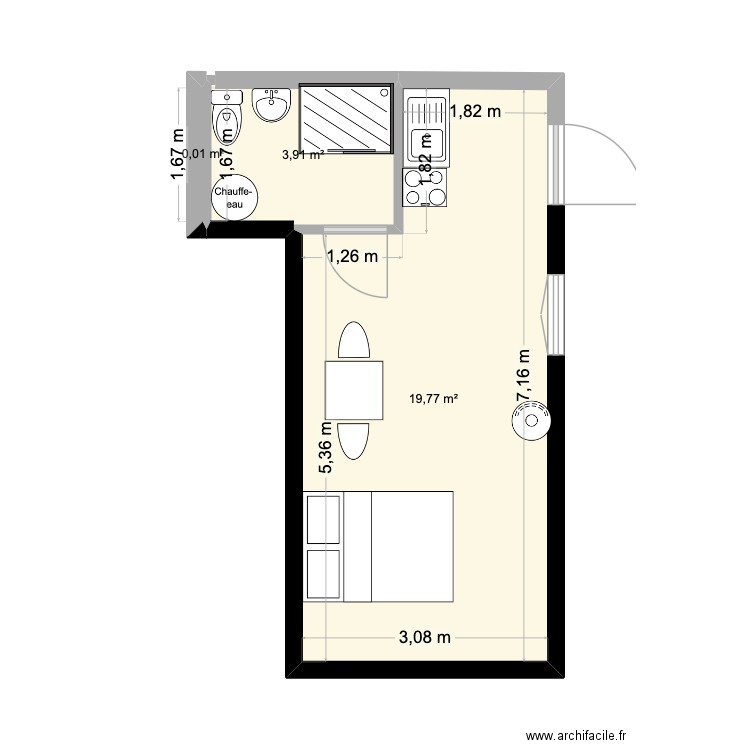 essai1. Plan de 3 pièces et 24 m2